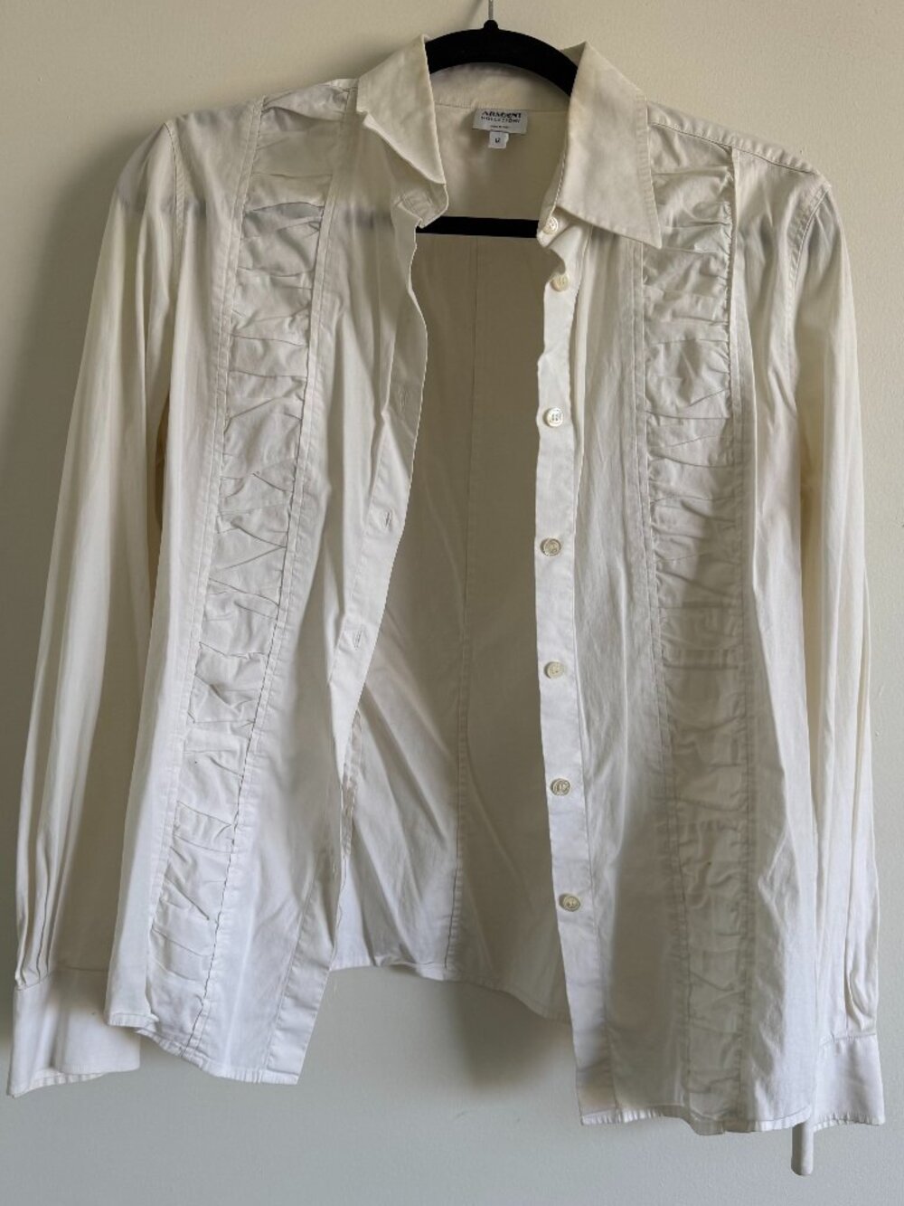 Armani Collezioni Ivory Ruffle Front Blouse Size US 4